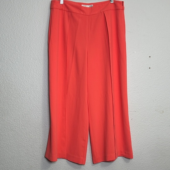 Trina Turk Esplande Split Front Wide Leg Cropped Pants Womens Size 12 Coral - Picture 2 of 13